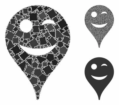 Wink smiley map marker Mosaic Icon of Tremulant Parts Ilustración de archivo
