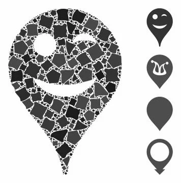 Wink smiley map marker Mosaic Icon of Tremulant Pieces Ilustración de archivo