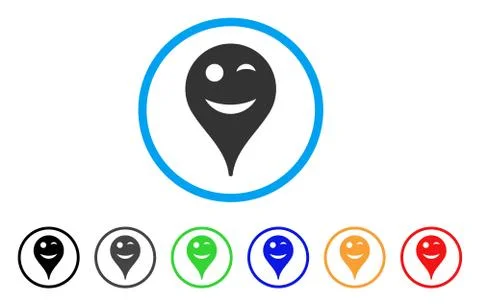 Wink Smiley Map Marker Rounded Icon Ilustración de archivo