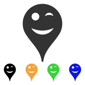 Wink Smiley Map Marker Vector Icon Ilustración de archivo