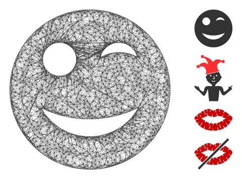 Wink Smiley Web Vector Mesh Illustration Ilustración de archivo