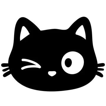 Winking Black Cat Face Ilustración de archivo