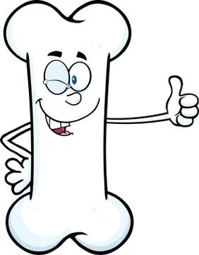 Winking Bone Cartoon Character Giving A Thumb Up Ilustração Stock