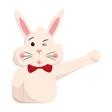 Winking bunny with bowtie. Vector Ilustración de archivo
