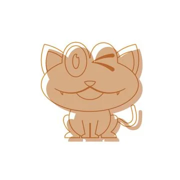 Winking cat cartoon face. Vector Stock Illustration