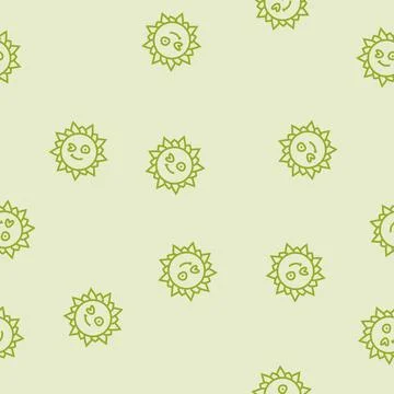 Winking cute sun character line seamless pattern Ilustración de archivo