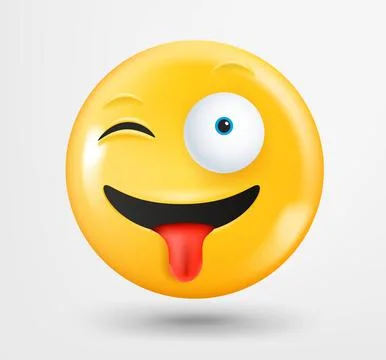 Winking emoticon 3d vector. Emoji isolated on white background Ilustración de archivo
