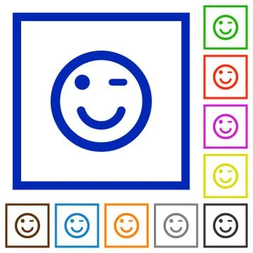 Winking emoticon framed flat icons イラスト素材