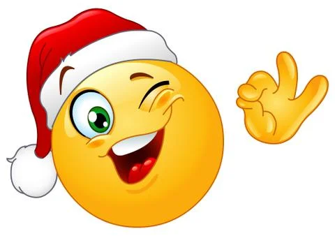 Winking emoticon with Santa hat Stock Illustration