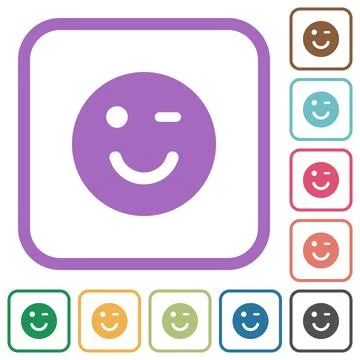 Winking emoticon solid simple icons Illustrazione stock
