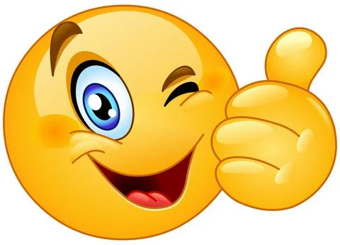 Winking Emoticon with Thumb up Stock Illustration