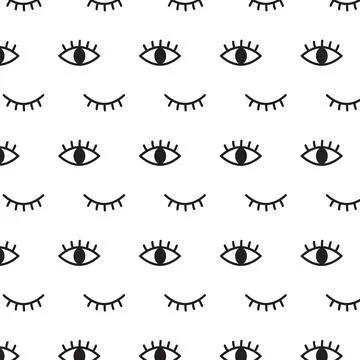 Winking Eyes Cartoon Pattern Background Vector Illustration Stock Illustration