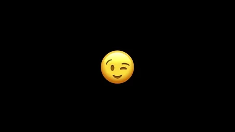 Winking face emoji animation over black backdrop Stock Footage 329406466