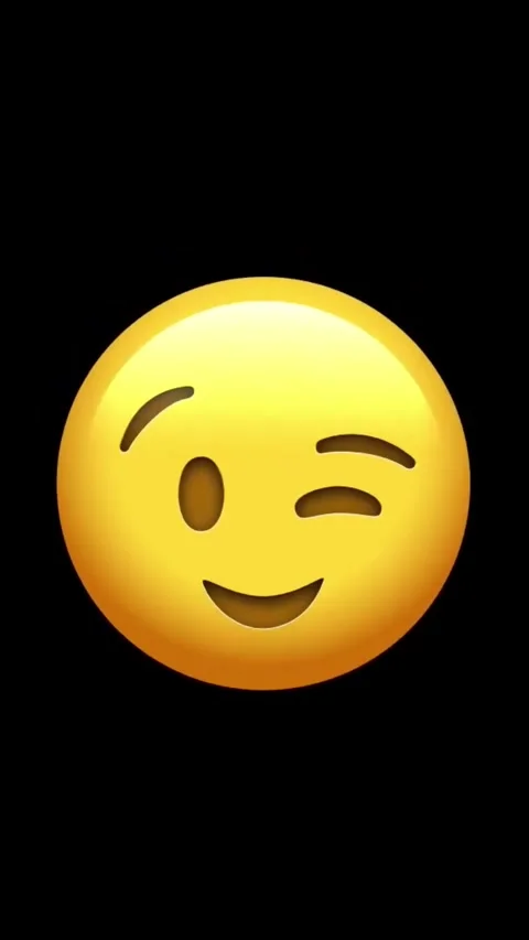 Winking face emoji on black background loop animation Stock Footage 329406121