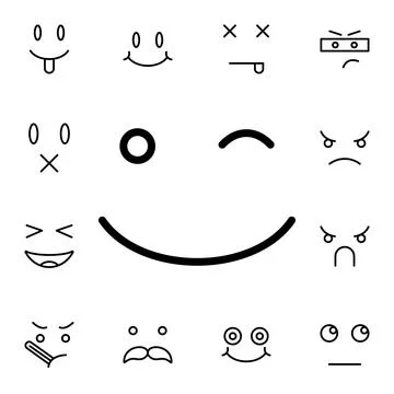 Winking, face flat vector icon in emotions pack Stock Illustration