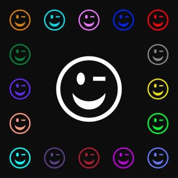 Winking Face  icon sign. Lots of colorful symbols for your design. Vector Ilustración de archivo