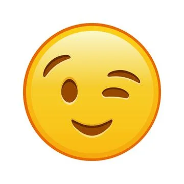 Winking face Large size of yellow emoji smile Stock Illustration