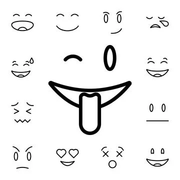 Winking, face, with, tongue flat vector icon in emotions pack Illustrazione stock