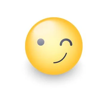 Winking fun cartoon emoji face. Wink and smile happy vector emoticon. Smiley  Stock Illustration