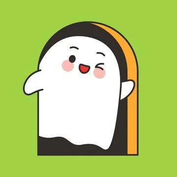 Winking Ghost Character Peeking From Arch Doorway Illustrazione stock