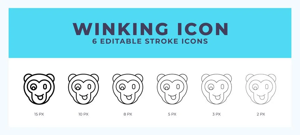 Winking monkey icon vector illustration. With editable stroke for web. App .. Ilustración de archivo