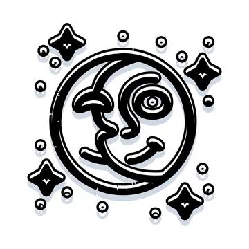 Winking moon character illustration vector graphic Ilustración de archivo