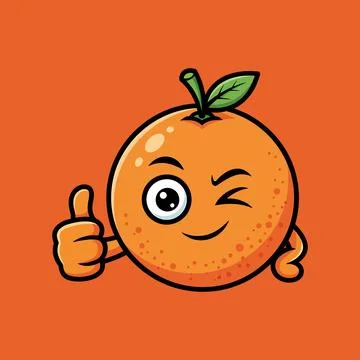 Winking Orange Fruit Mascot Showing Thumbs Up Clipart Ilustración de archivo