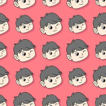 Winking seduction handsome boy seamless repeat pattern. background illustrati Stock Illustration