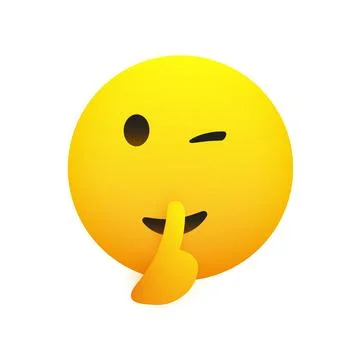 Winking, Shushing Face Showing Make Silence Sign - Cheeky Emoji Face Gestur.. Stock Illustration