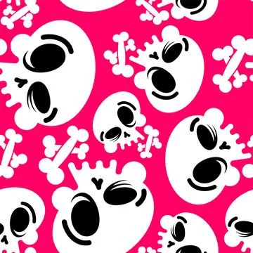 Winking Skull pattern seamless. Funny Skeleton Head background. Ornament of.. Illustrazione stock