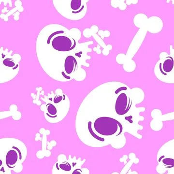 Winking Skull pattern seamless. Funny Skeleton Head background. Ornament of.. イラスト素材