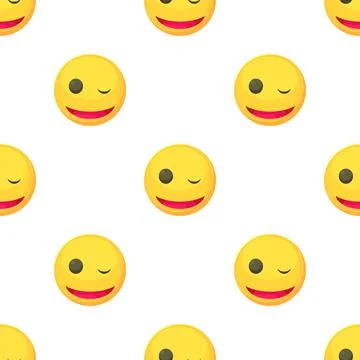Winking smiley pattern seamless vector Stock Illustration