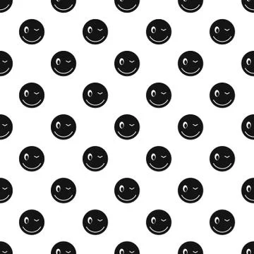 Winking smiley pattern, simple style Stock Illustration