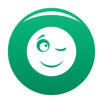 Winks smile icon vector green Ilustración de archivo