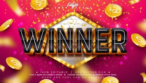 Winner 3D Text Effect Design Editable and Scalable Vector Graphic Style Effec Illustrazione stock