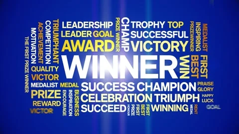 Winner animated word cloud,animation text kinetic typography seamless loop. Stock Footage 249056660