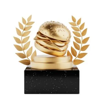 Winner Award Cube Gold Laurel Wreath Podium, Stage or Pedestal with Golden .. Stock Illustration