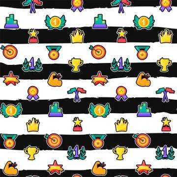 Winner awards seamless vector pattern Stock Illustration