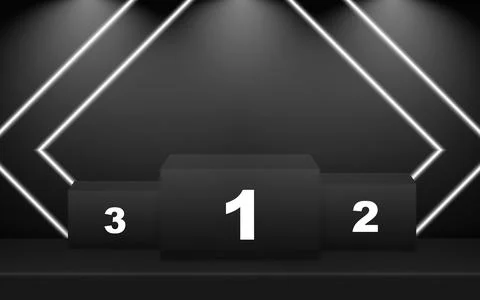 Winner background with first, second, and third place signs on a round base.. Stock Illustration