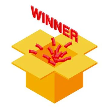 Winner box icon isometric vector. Game reward 库存插图