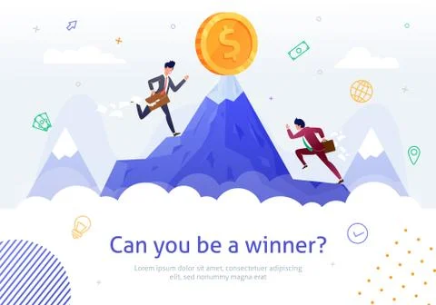 Winner in Business Competition Flat Vector Poster Stock Illustration