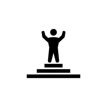 Winner Businessman with Hands Raised Up Solid Flat Vector Icon Isolated on Wh Stock Illustration