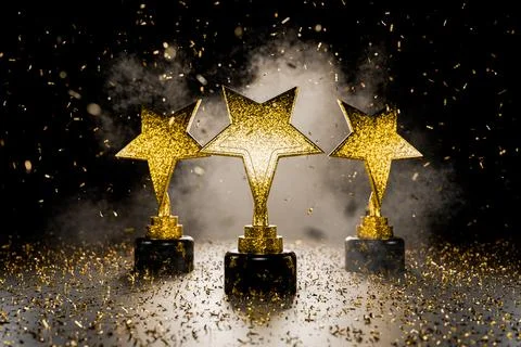 Winner certificate. First place in a computer game. Gold star on a blue backg Stock Illustration