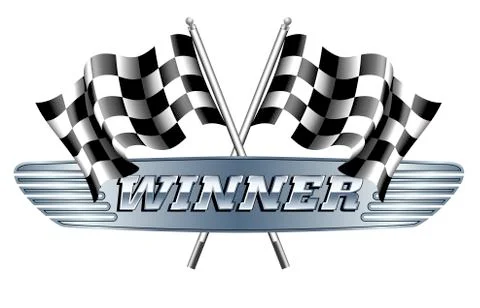 WINNER Checkered, Chequered Flags Motor Racing Stock Illustration