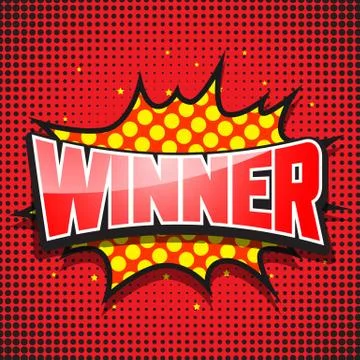 Winner. Comic Speech Red Bubble. Vector illustration Stock Illustration