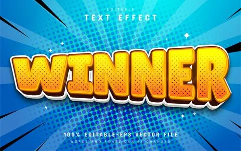 Winner comic style text effect editable Illustrazione stock