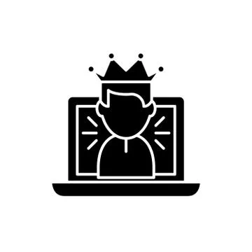Winner in a computer game black icon, vector sign on isolated background. Winner Stock Illustration