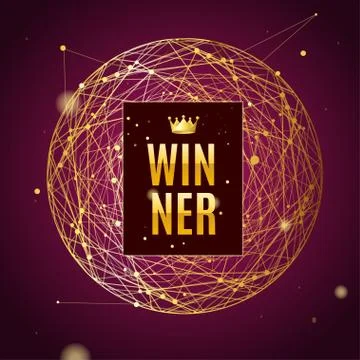 Winner Concept Card Poster Background on a Red. Vector Stock Illustration