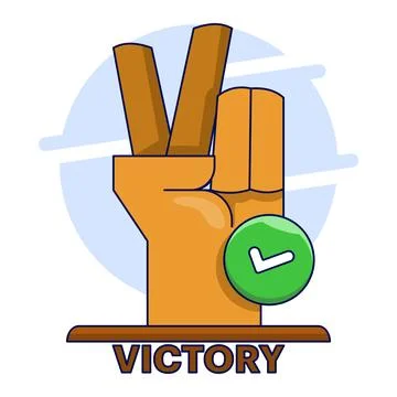 Winner concept, victory expression symbol victory hand gesture. Illustrazione stock