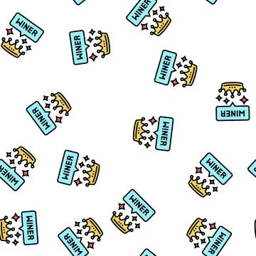 Winner crown lotto vector seamless pattern Stock Illustration
